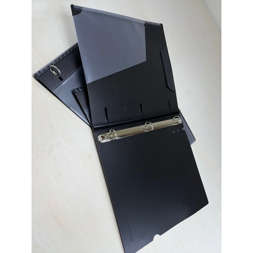 Black 1 inch 3 Ring Binder Set Flexible Plastic Office School Supplies 3 Pack